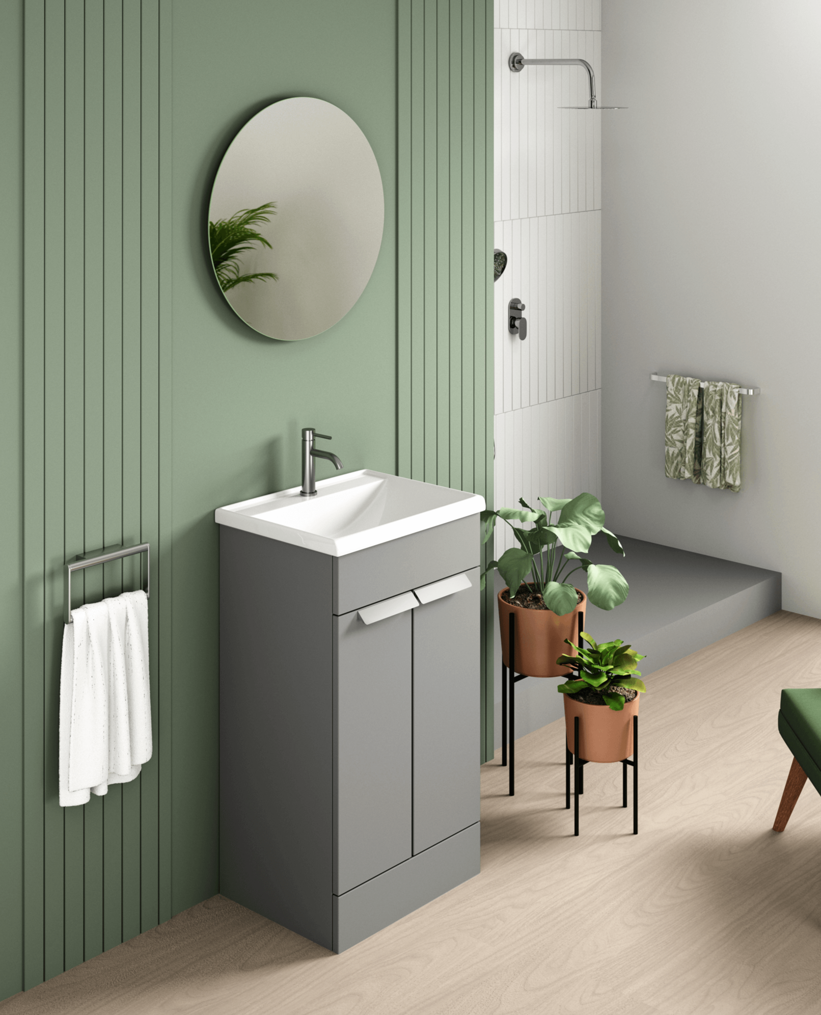 Bassetts Malone Floor Standing Vanity Unit & Ceramic Basin