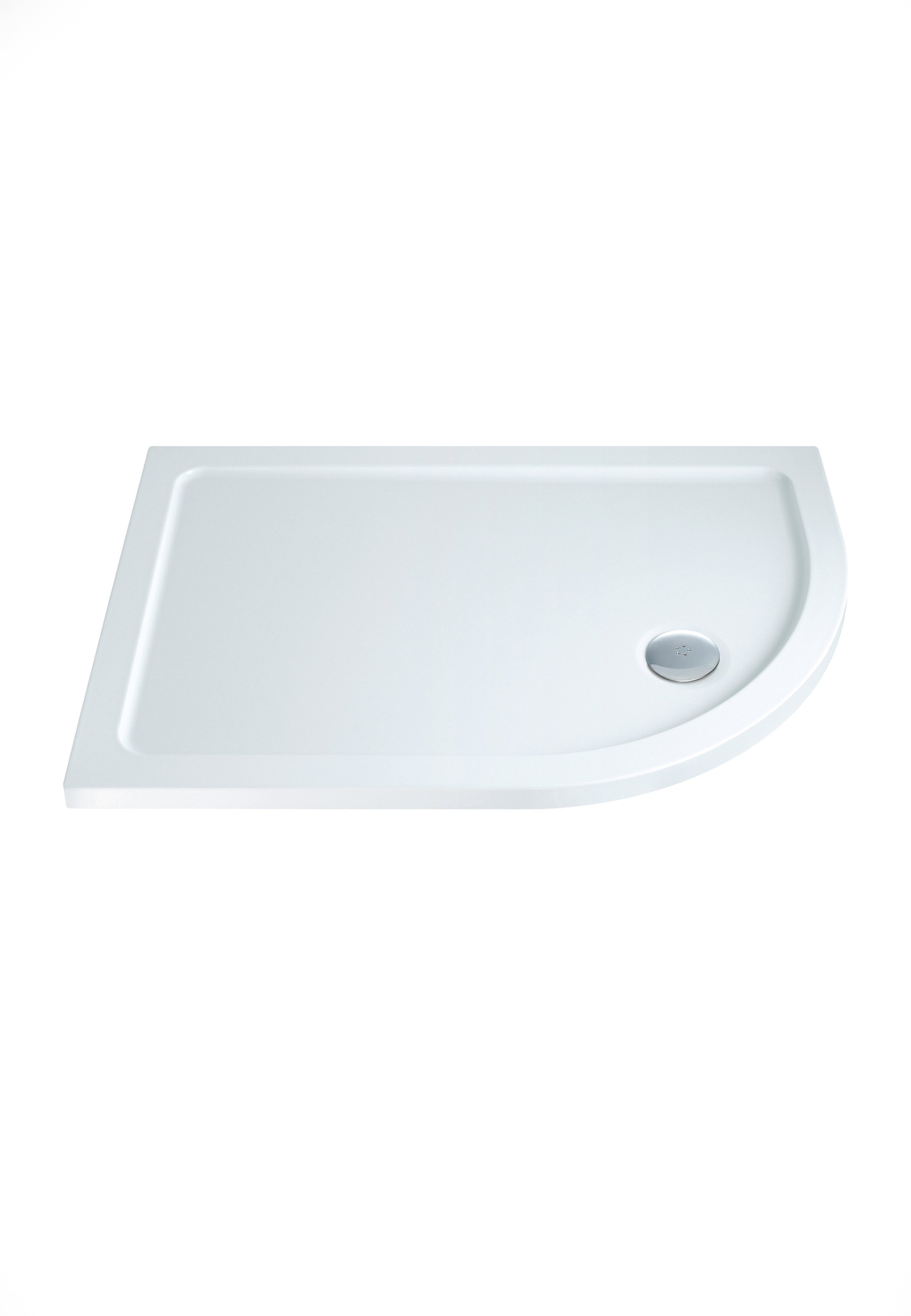 Flair 1000 Offset Right Hand Quadrant Gloss White Slimline Shower Tray