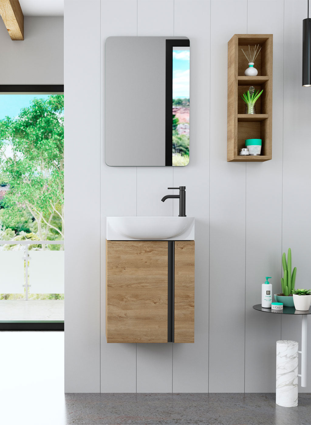 Bassetts Versa Wall Hung Vanity Unit with Chrome Handle & Bali Ceramic Basin